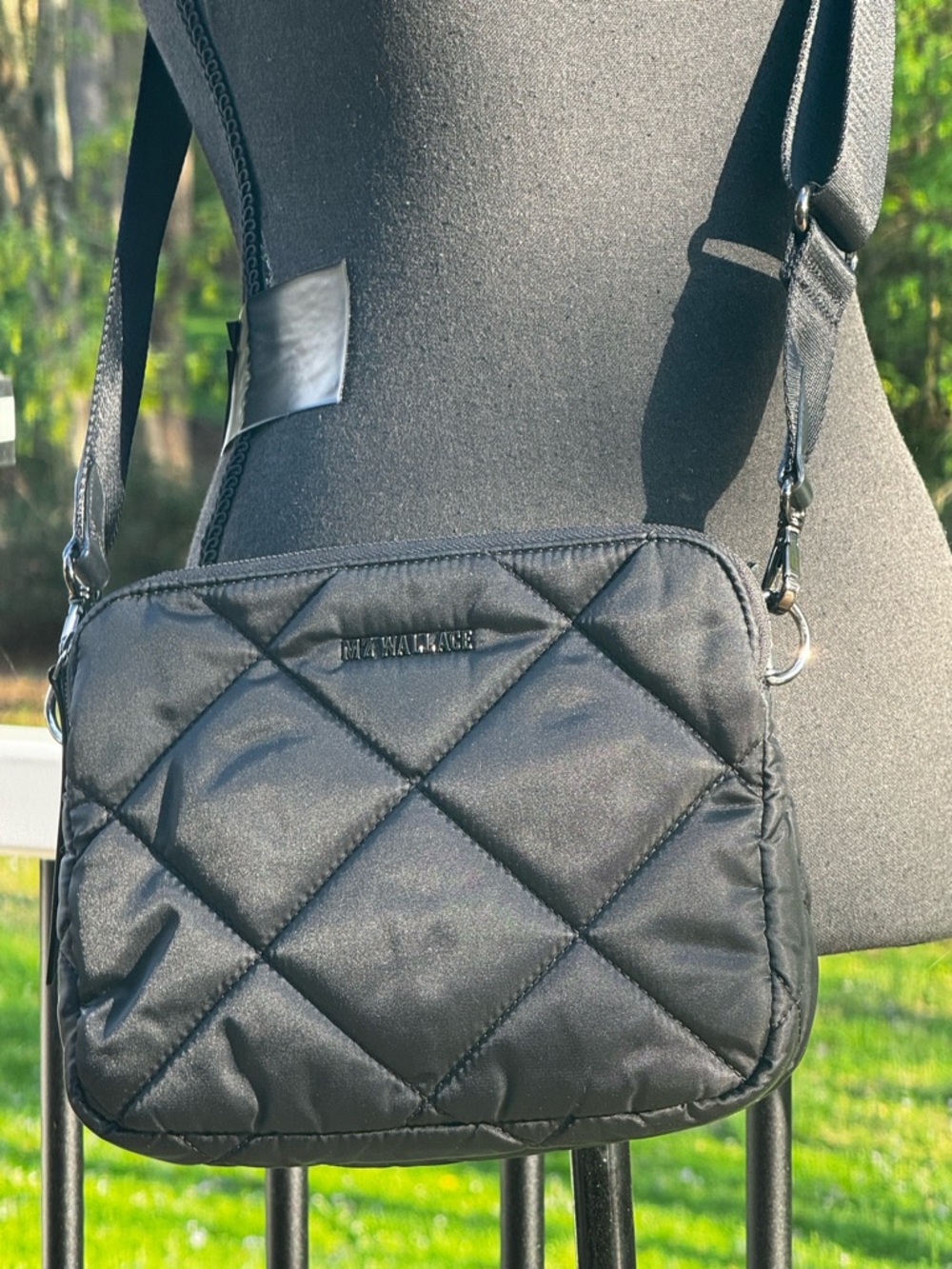 MZ Wallace Black Madison Quilted Crossbody Bag with Adjustable Strap - Picture 7 of 15